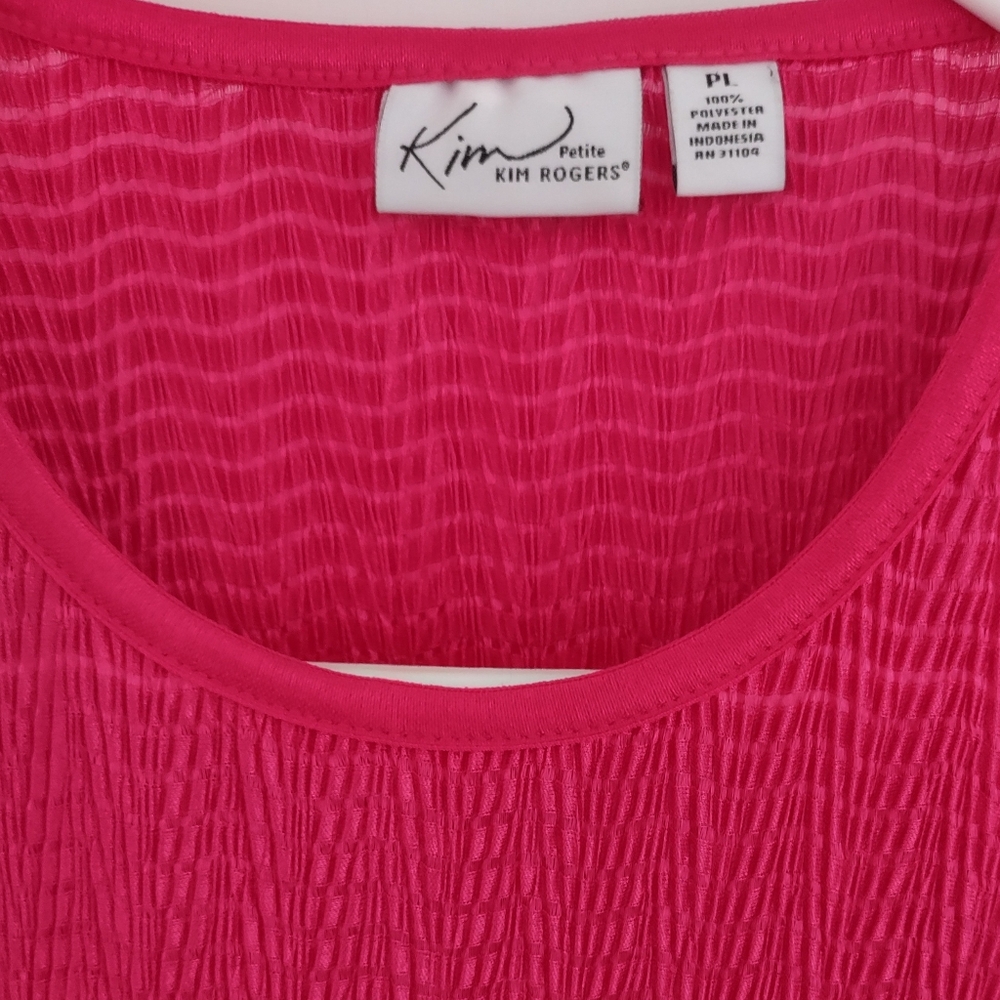 $7.00 Bonus Buy  Kim Rogers Fuchsia Pink Short Sleeve Top - Picture 2 of 6